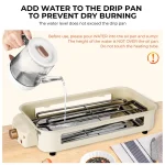 SUSTEAS 1500W yellow electric grill—smokeless indoor cooking with non-stick plate,3 raclette pans & dishwasher-safe parts. Great for steaks, hot dogs Burger, Eggs, & more! Portable Outdoor Griddle.Nonstick Extra Large Cooking Surface！ - Image 9