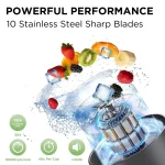 KYLORE 270z/800ml Portable Juicer Blender, USB Rechargeable Blender with 10 Blades, for Smoothies Liquid Diet, Household BPA FREE Kitchen Appliances for Home Office Use, Travel Use, Gift - Image 3