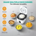 Rice Robot - All in One Cooker - Cook Anything with a single button! PFAS-free, Nonstick Ceramic Bowl, Steamer Tray, Measuring Cups, Recipe Book with 60 Recipes, & Serving Spoon - Image 3