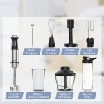 Ganiza Immersion Blender Hand Blender 16 Speed Mode 800W Motor Stainless Steel Stick Head with Whisk Milk Frother Masher Blending Cup Chopping Bowl Recipe Guide Perfect Kitchen Gift for Home Cooks Golden Butter Essentials Slow Cold Pressed Juicer Machine - Image 4