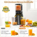 LQZ 350W Cold Press Juicer - Slow Masticating, 4.3&5.4 Inch Feed Chute, High Juice Yield, Easy Clean, 55rpm Technology for Whole Fruits & Veggies - Image 4