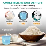 Rice Robot - All in One Cooker - Cook Anything with a single button! PFAS-free, Nonstick Ceramic Bowl, Steamer Tray, Measuring Cups, Recipe Book with 60 Recipes, & Serving Spoon - Image 4