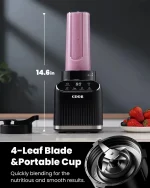 Professional Blender, 5 Functions Touchscreen Control Smoothie Blender for Smoothies,Frozen Drinks & Ice Cream, 1200W Countertop Blender with Travel Cup, , 52oz Glass Jar, for Ice Crushing/Sauce/Nut Butter/Soup - Image 5