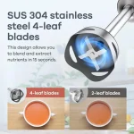 Ganiza Immersion Blender Hand Blender 16 Speed Mode 800W Motor Stainless Steel Stick Head with Whisk Milk Frother Masher Blending Cup Chopping Bowl Recipe Guide Perfect Kitchen Gift for Home Cooks Golden Butter Essentials Slow Cold Pressed Juicer Machine - Image 7