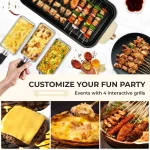 SUSTEAS 1500W yellow electric grill—smokeless indoor cooking with non-stick plate,3 raclette pans & dishwasher-safe parts. Great for steaks, hot dogs Burger, Eggs, & more! Portable Outdoor Griddle.Nonstick Extra Large Cooking Surface！ - Image 6