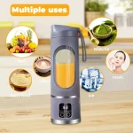 Handheld Electric Juicer Blender with Digital Display, 400ml Personal Size Smoothie Maker, Portable Mixing Cup for Strawberries Bananas Carrots, Wireless USB Powered Mixer for Students Travelers Athletes (purple) - Image 8