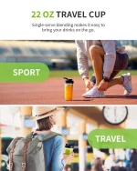 Professional Blender, 5 Functions Touchscreen Control Smoothie Blender for Smoothies,Frozen Drinks & Ice Cream, 1200W Countertop Blender with Travel Cup, , 52oz Glass Jar, for Ice Crushing/Sauce/Nut Butter/Soup - Image 9